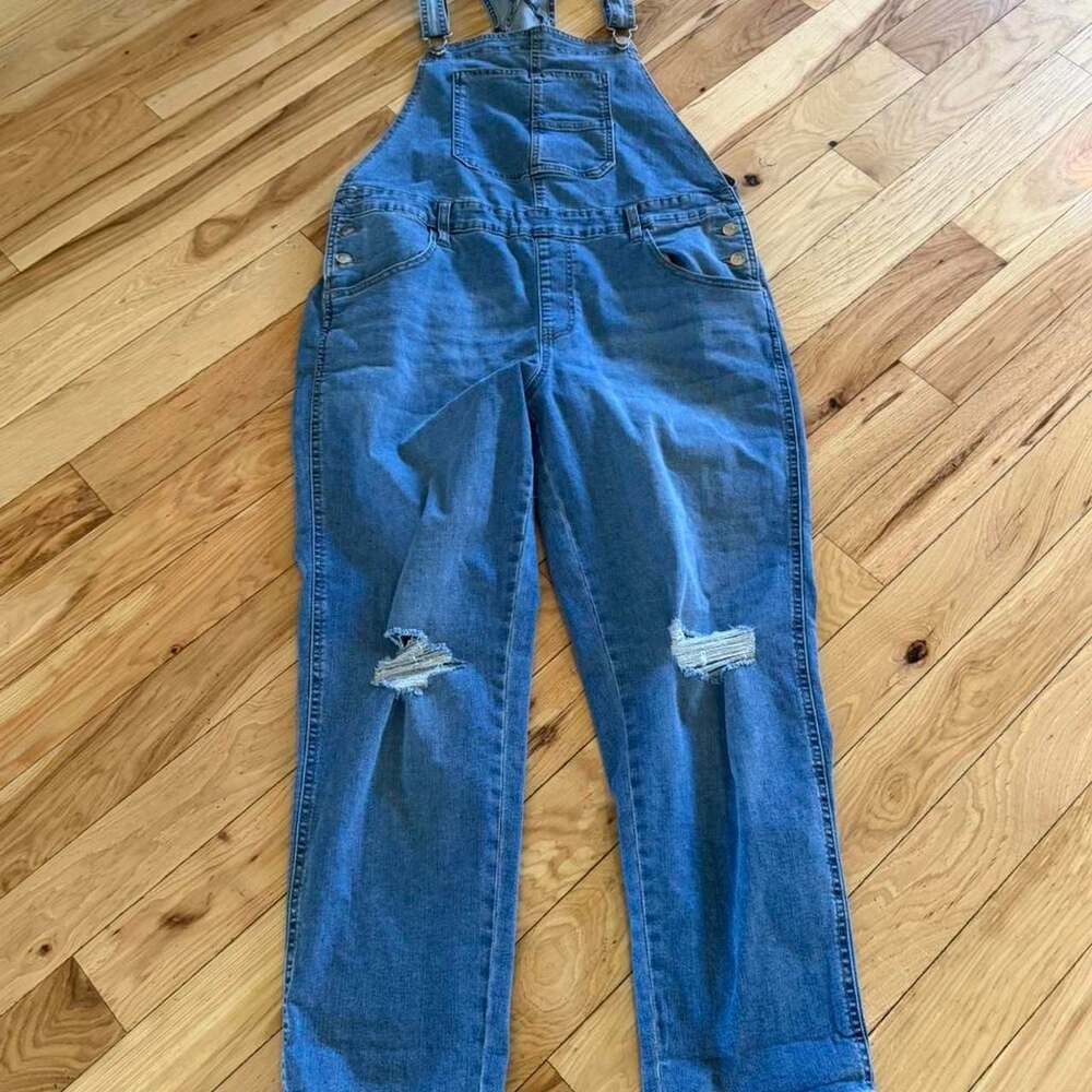 Celebrity Pink Distressed Denim Overalls Size L